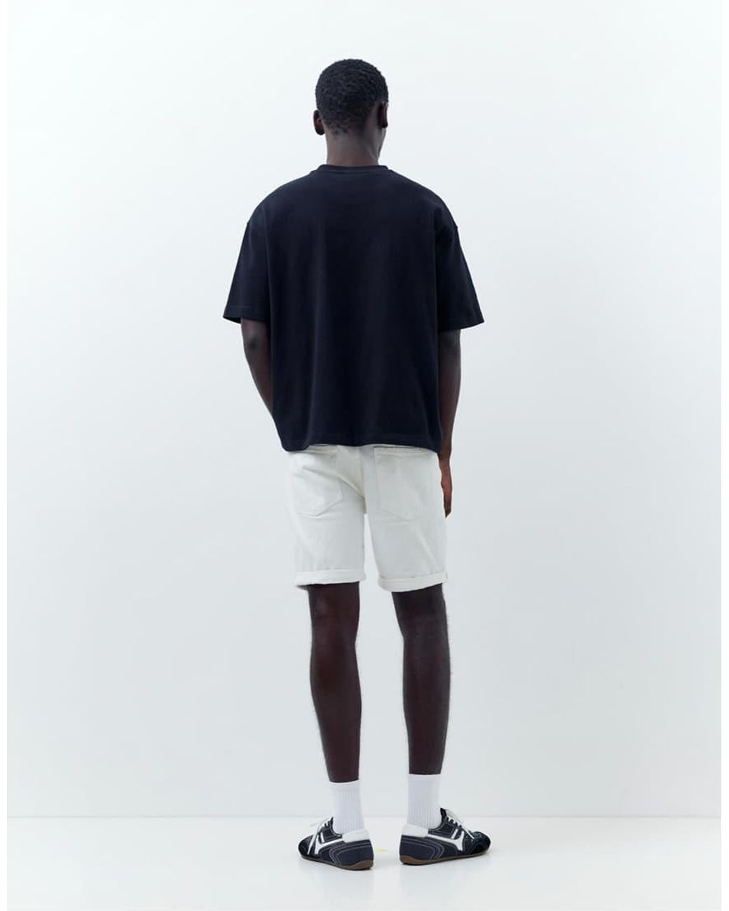 Pull&Bear Blue Ripped Denim Bermuda Shorts for men