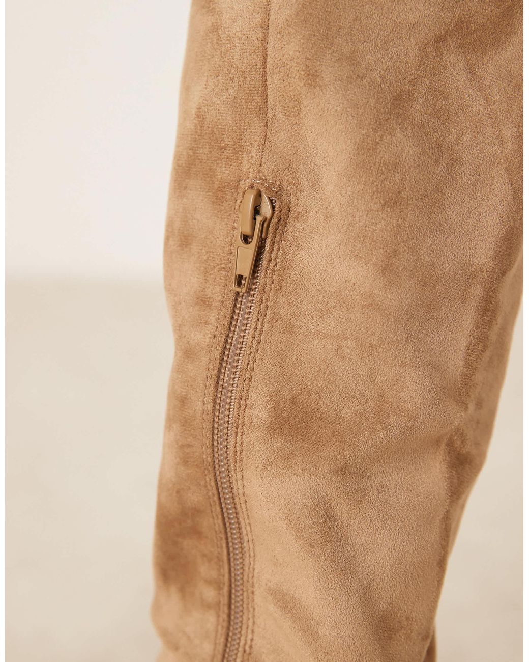 Glamorous Natural Pointed Toe Heeled Knee Boots