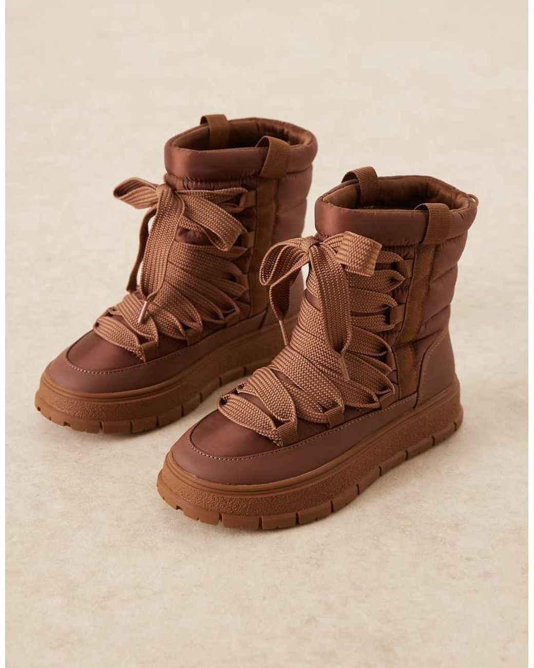 ASOS Blue Arrow Nylon Lace-up Snow Boots
