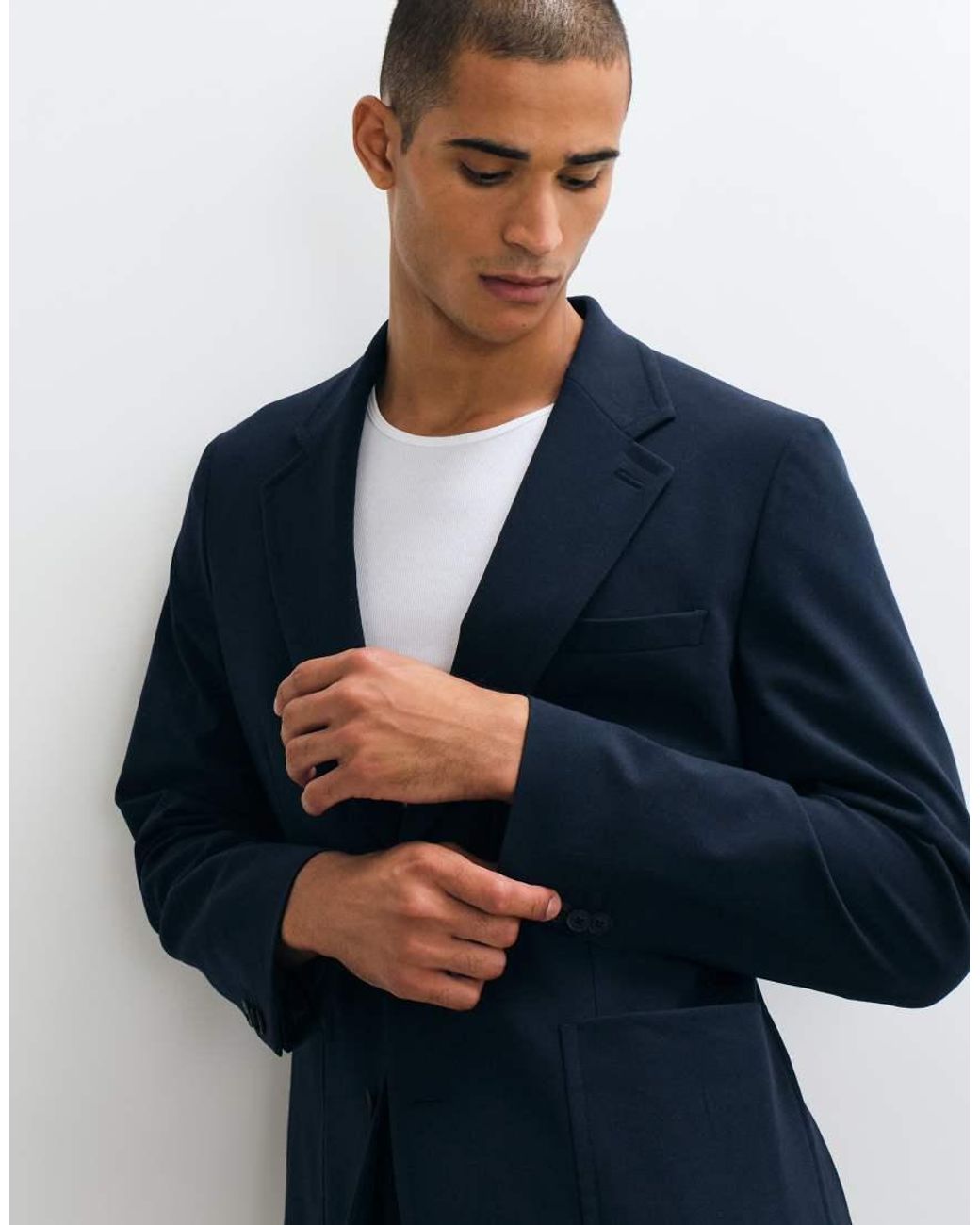 ASOS Blue Stretch Crease Resistant Slim Suit Jacket for men