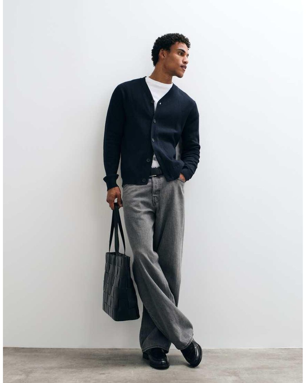 Threadbare Blue Button Up Knitted Cardigan for men