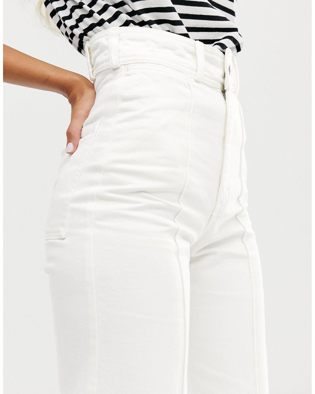 Weekday Cosmo Denim Trousers in White 