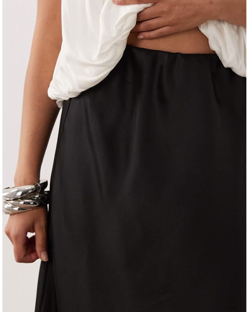 ASOS White Asos Design Petite Satin Bias Maxi Skirt