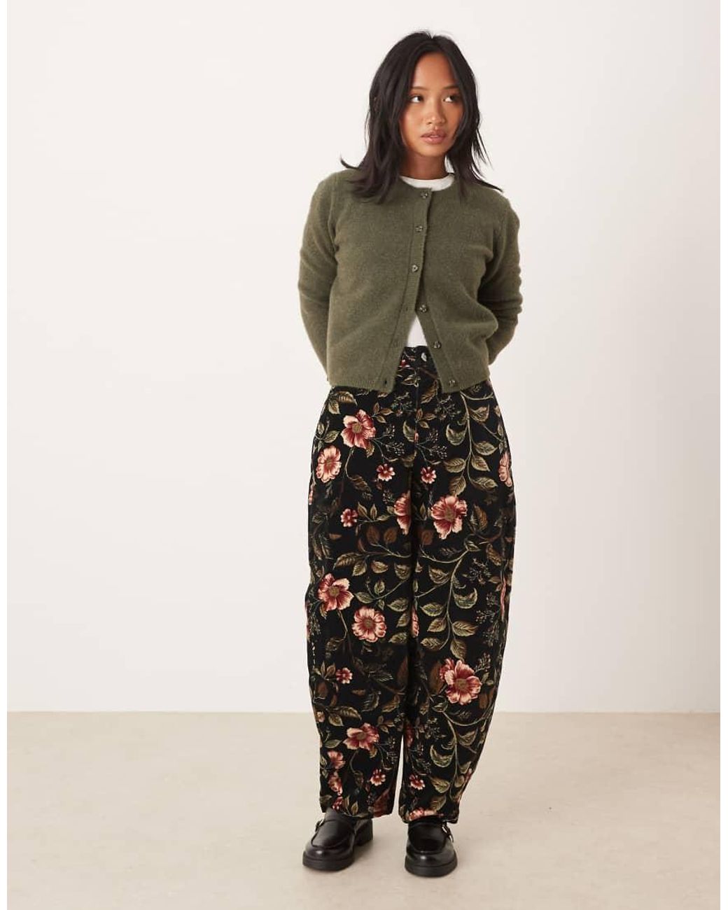 ASOS Green Asos Design Petite Barrel Leg Trousers