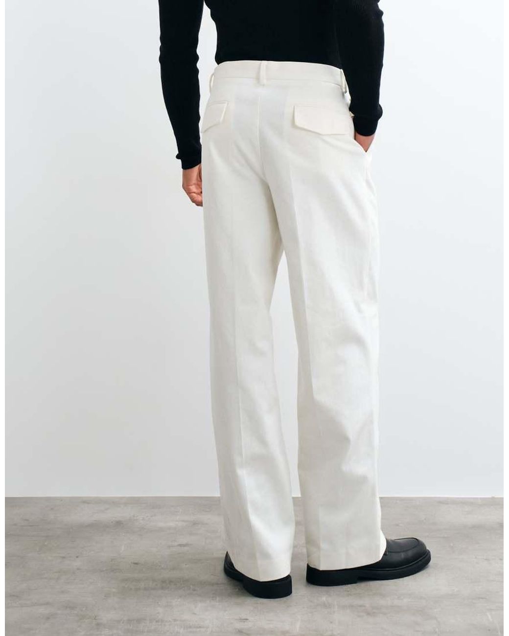 ASOS White 100% Cotton Heavyweight Tailored Wide Leg Pants for men