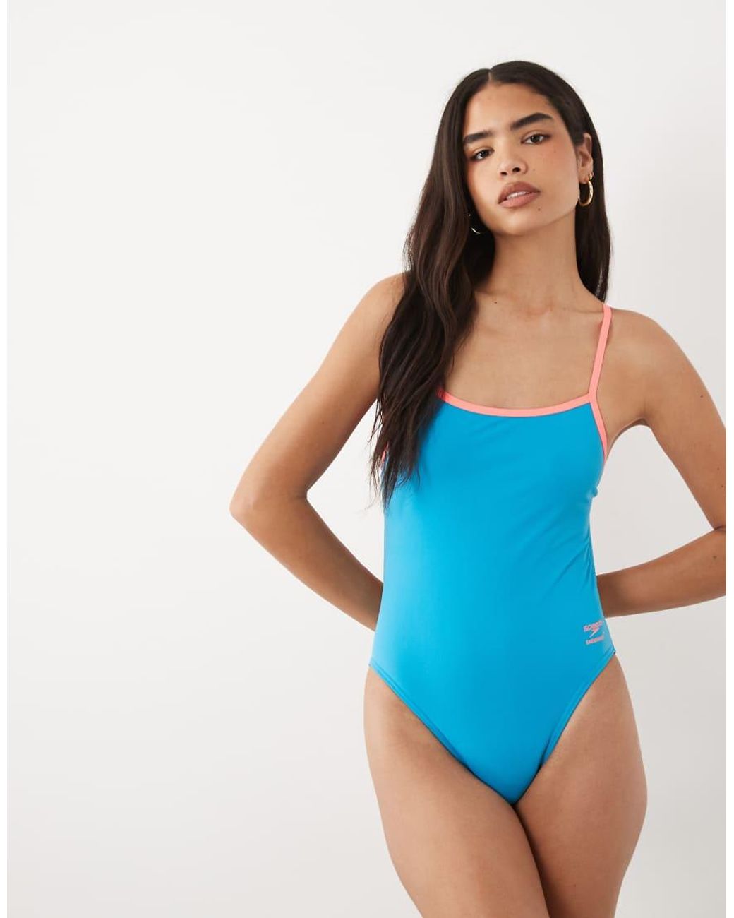 Speedo Blue Solid V-Back 2.0 Swimsuit