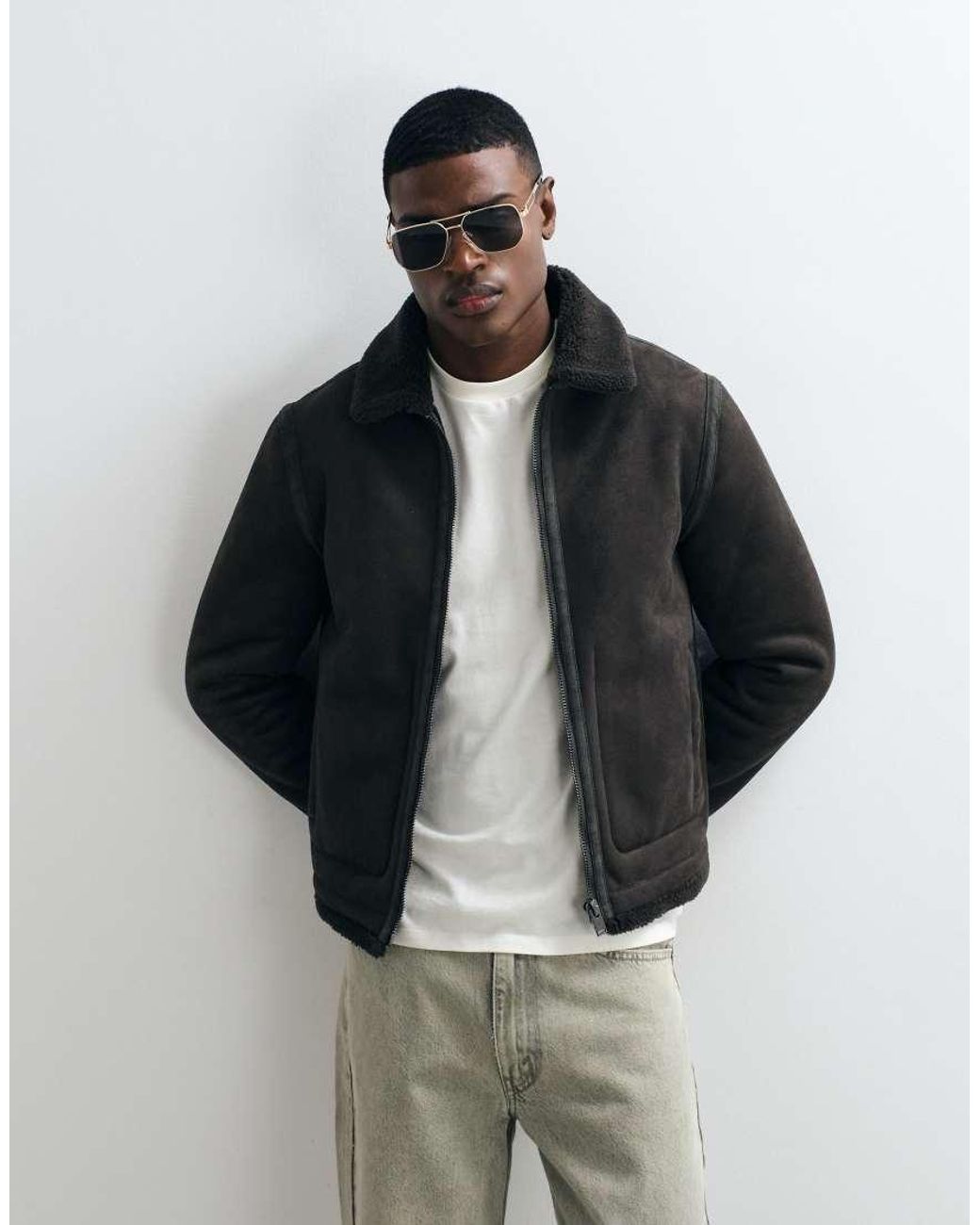 Mango Natural Faux Shearling Jacket With Pockets for men