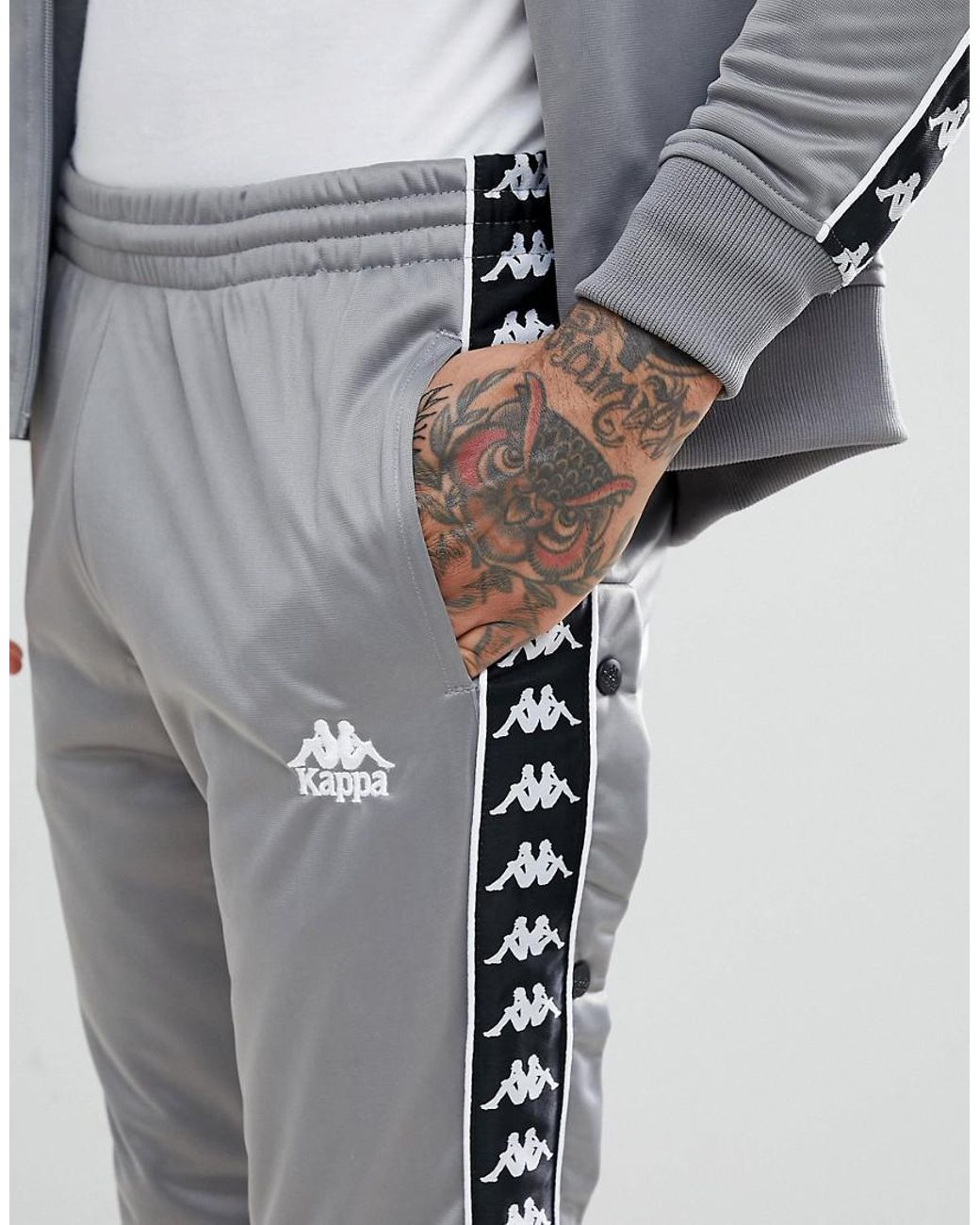 Kappa Joggers With Side Taping In Gray for Men | Lyst