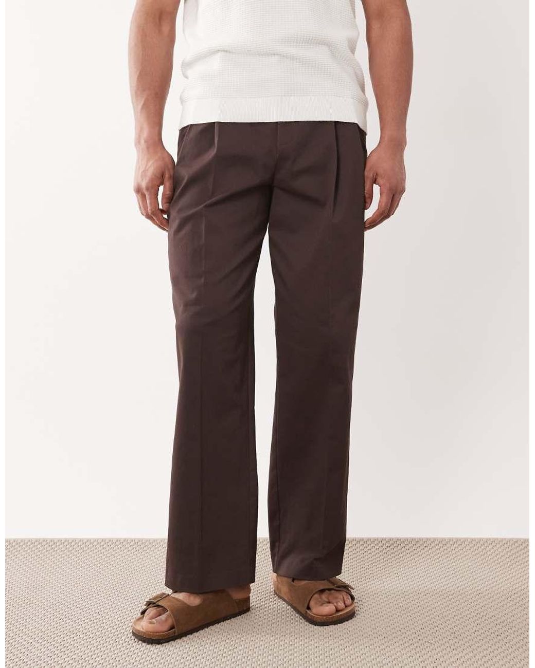 ASOS White Tailored Cotton Rich Wide Leg Chino Pants for men