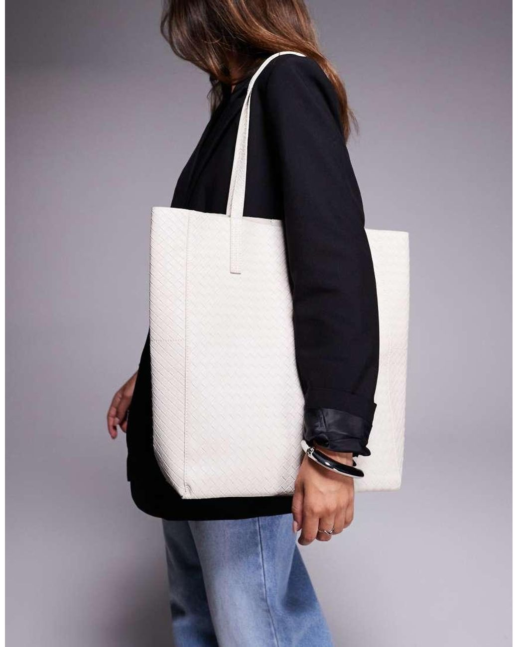 SIMMI Blue Annie Large Woven Tote Bag