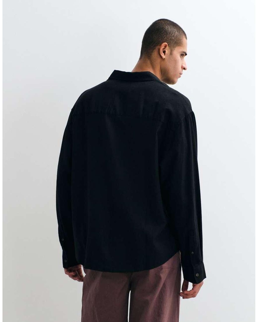 ASOS Black Co-Ord Oversized Linen Blend Shirt for men
