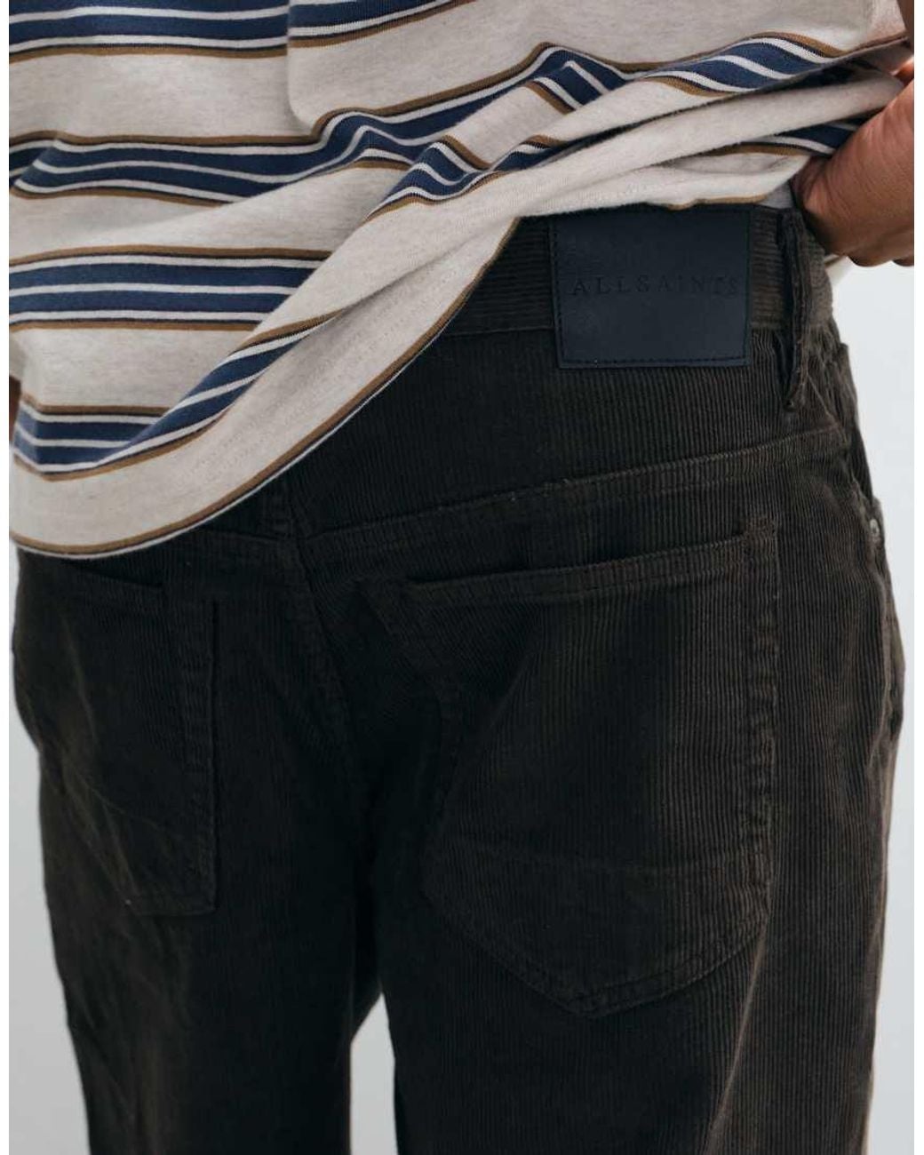 AllSaints Black Rivet Wide Leg Cord Denim Jeans for men