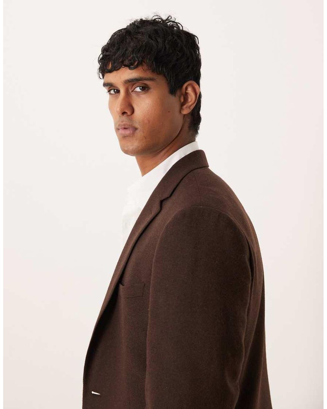 ASOS Brown Slim Suit Jacket With Wool for men