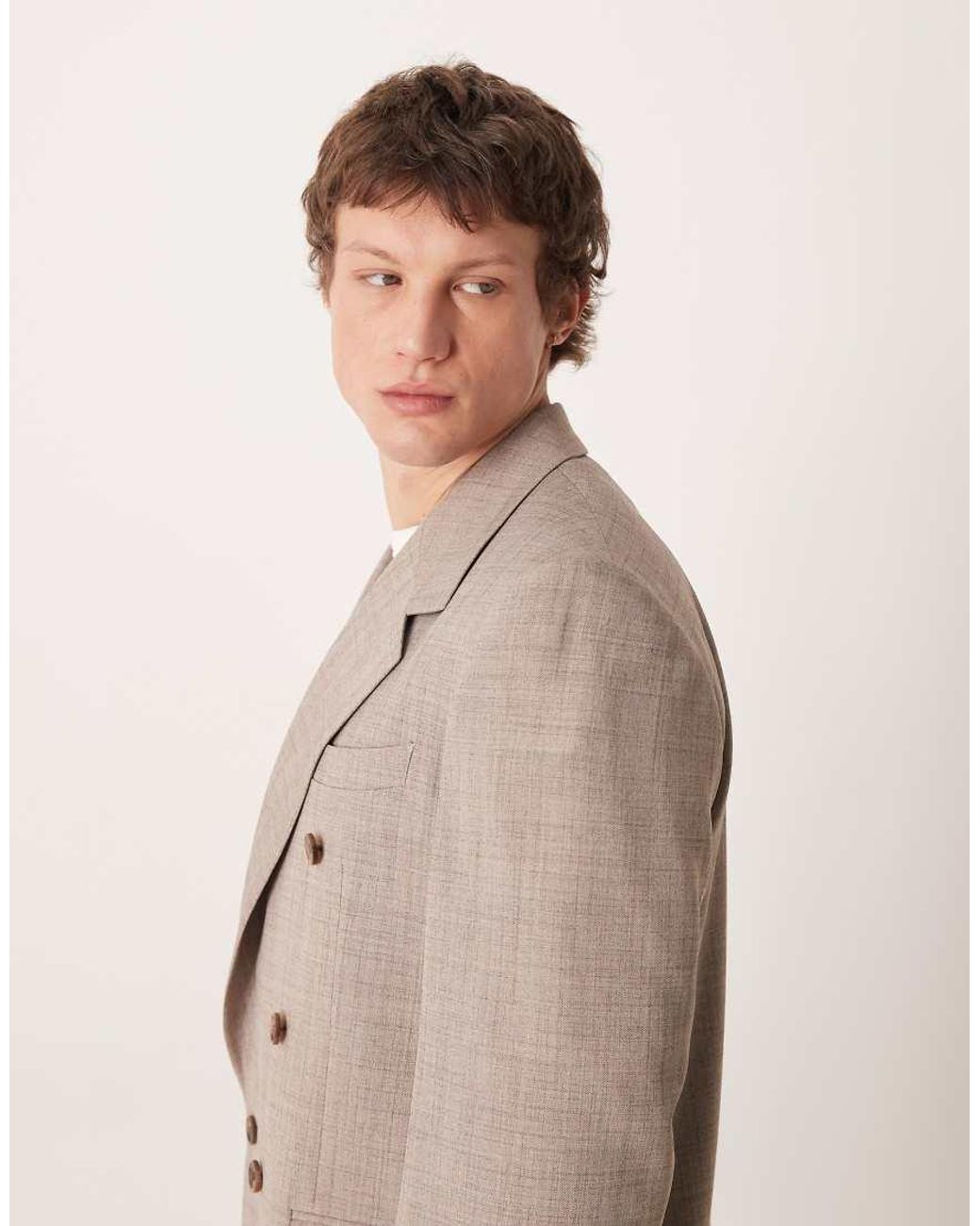 ASOS Natural Asos Deisgn Relaxed Square Shoulder Suit Jacket for men