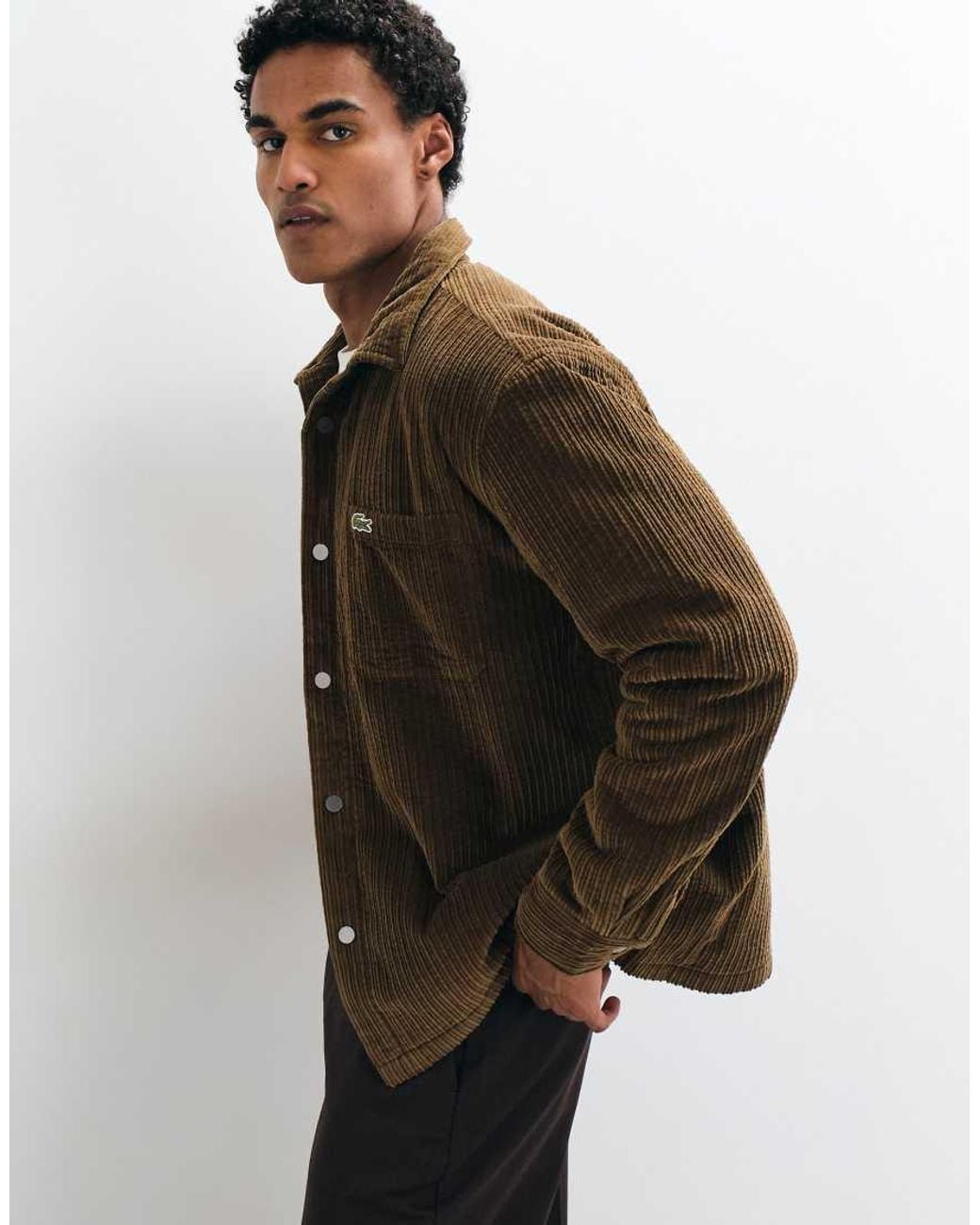 Lacoste Brown Padded Cord Overshirt for men