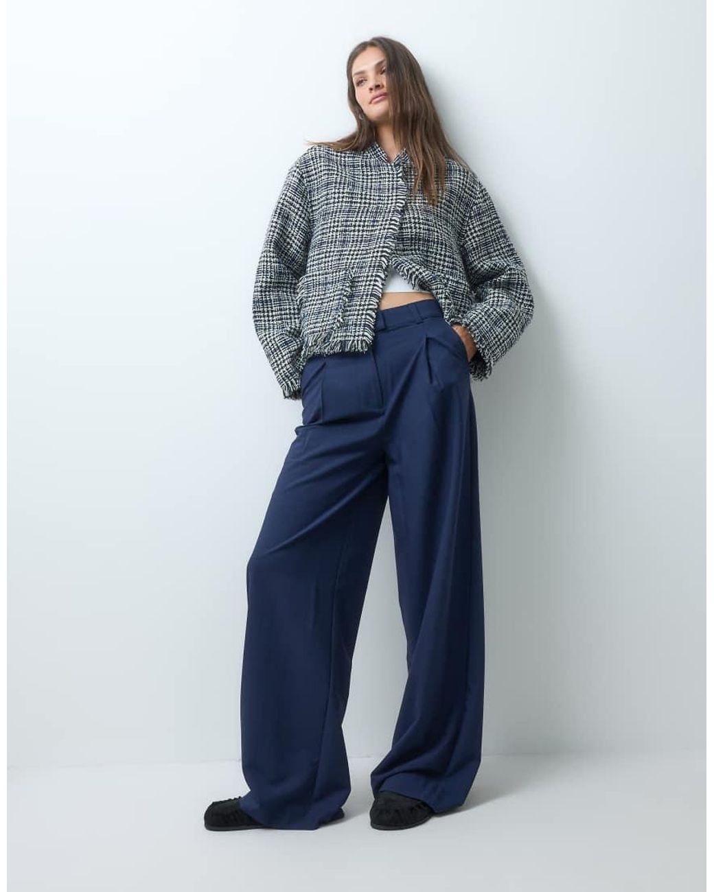 ASOS Blue Tall Tailored Low Rise Mensy Trouser