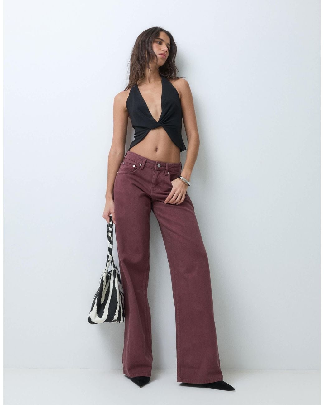 Collusion Black Halter Twist Front Top