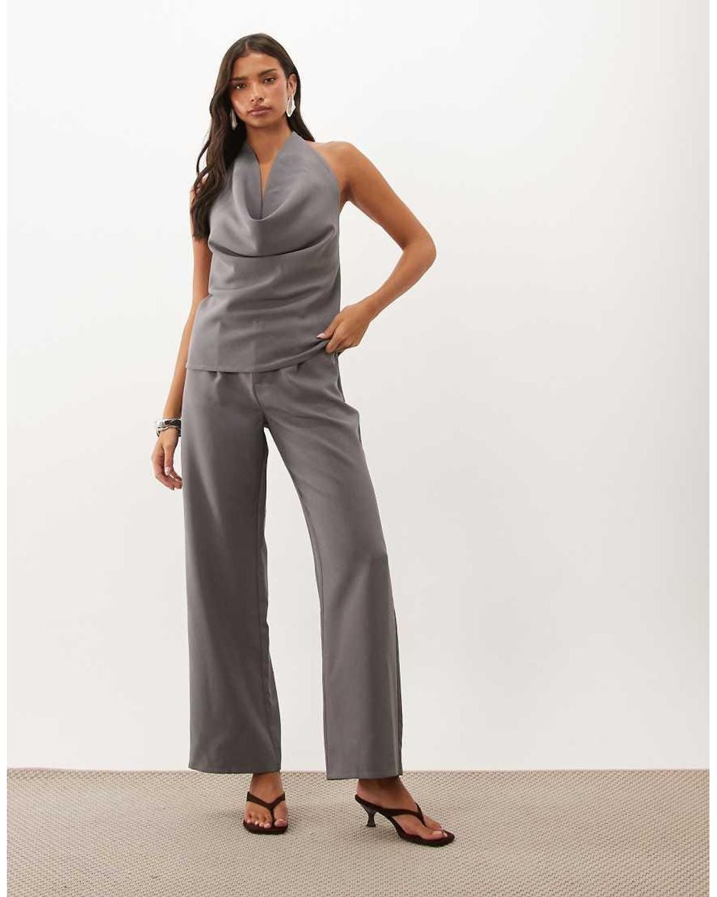 Kaiia Multicolor Exclusive Extreme Cowl Halterneck Open Back Top