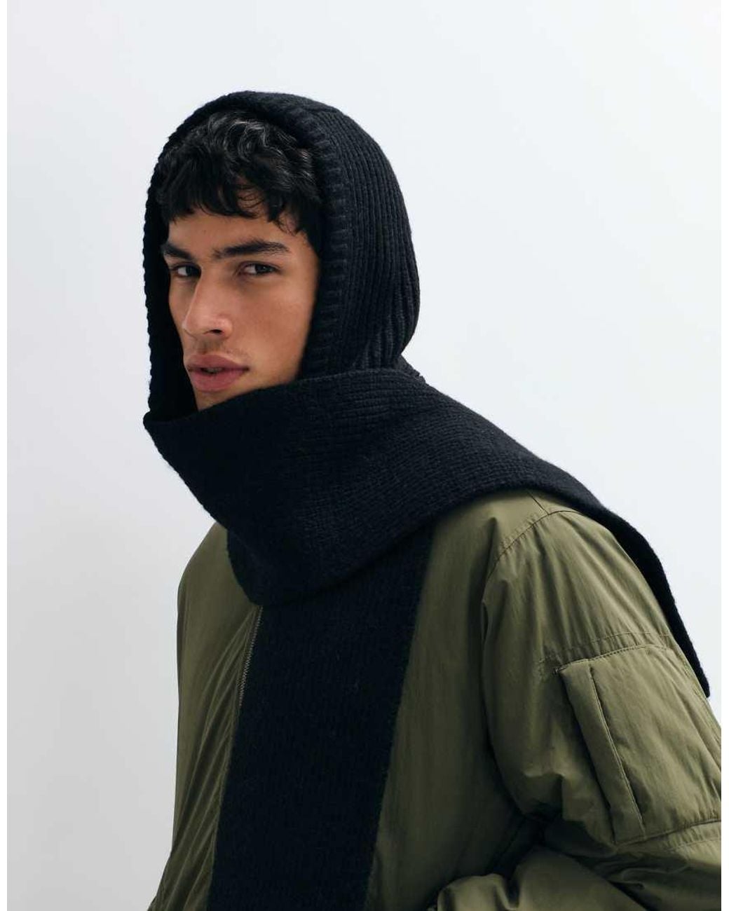 Sciarpa Con Cappuccio A Coste Nera di ASOS in Black da Uomo