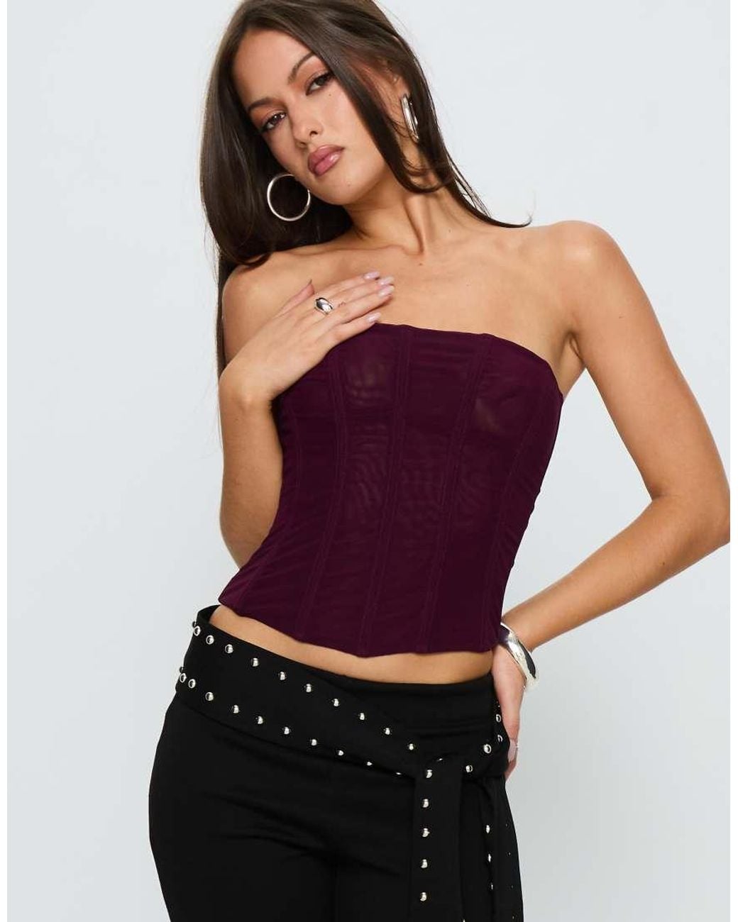 Princess Polly Purple Mesh Bandeau Corset Top