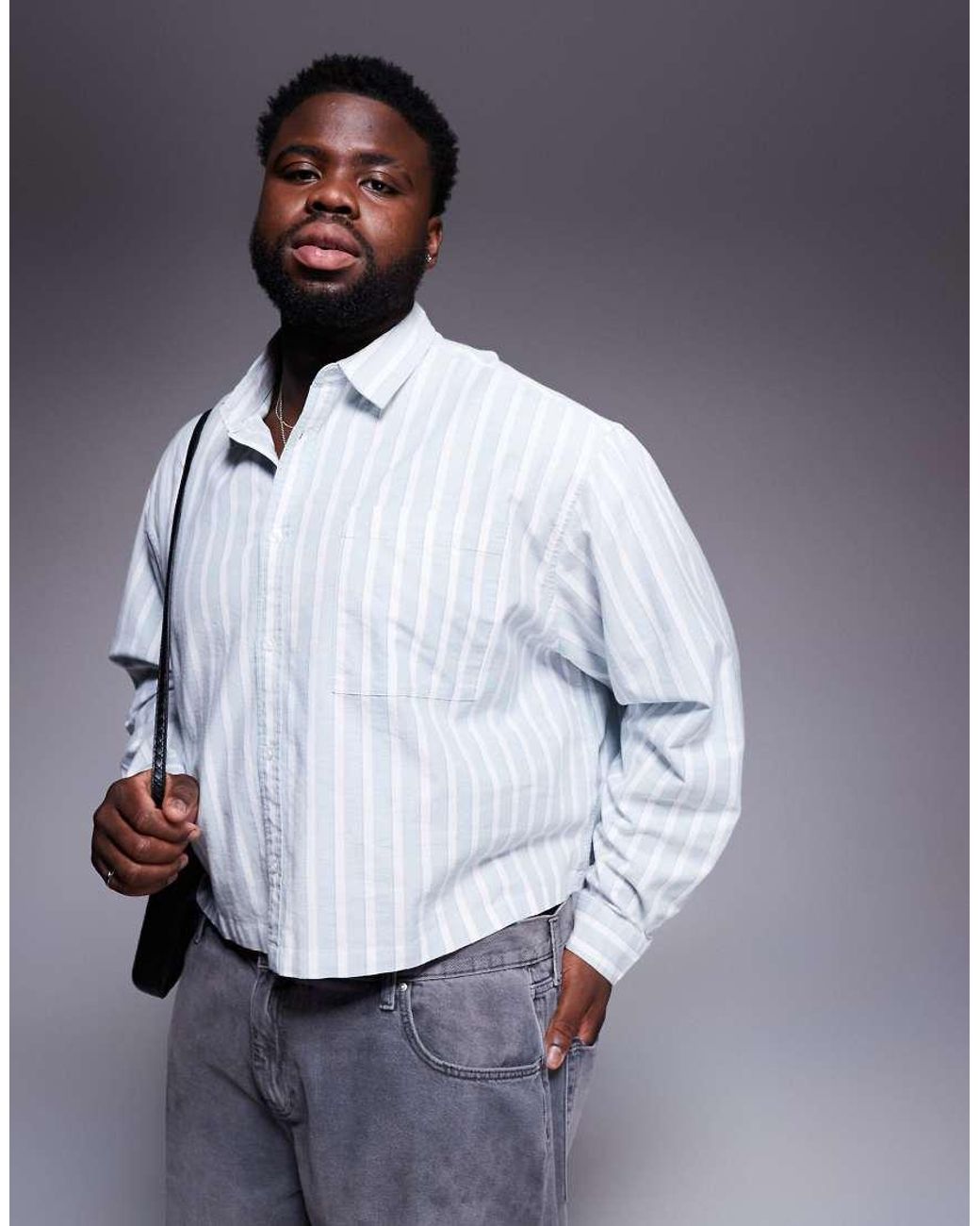 ASOS Gray Boxy Oversized Shirt for men