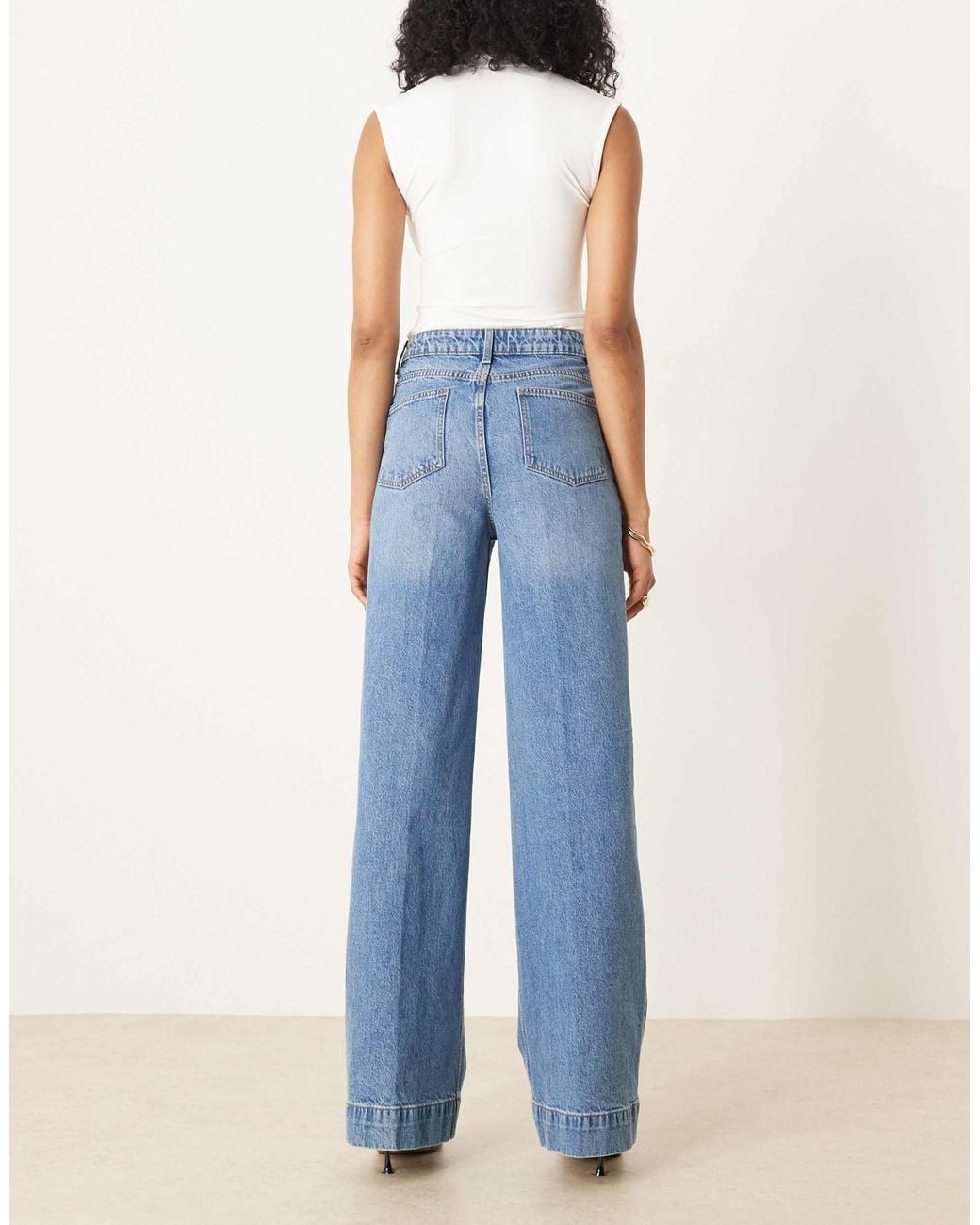 ASOS Asos Design Tall High Waist Wide Leg Jeans With Front Pockets In ...