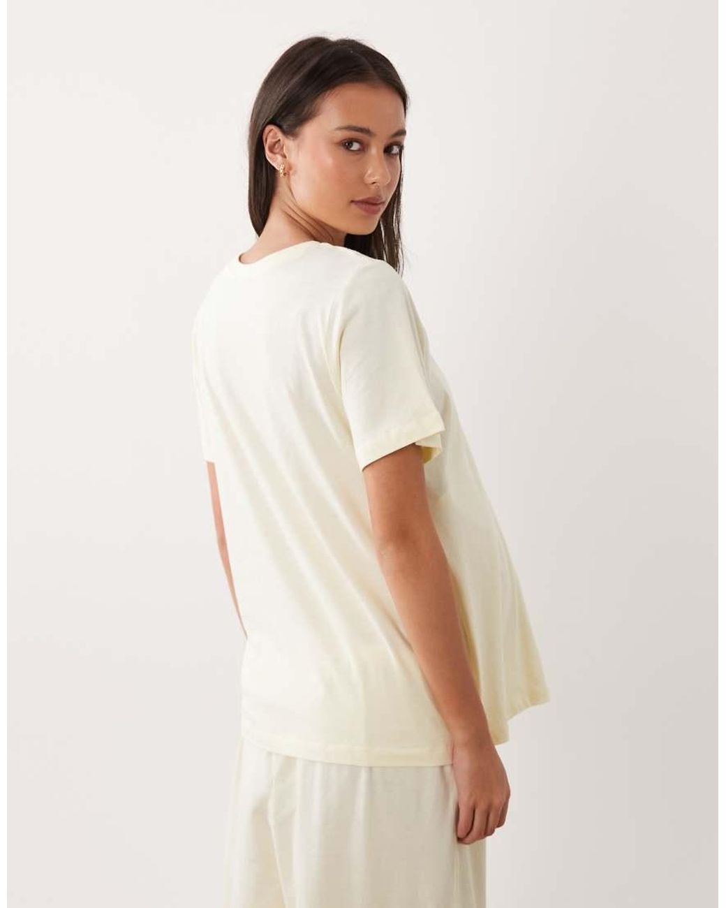 ASOS Natural Asos Design Maternity Mix & Match Cotton Nursing Side Split Pyjama Tee
