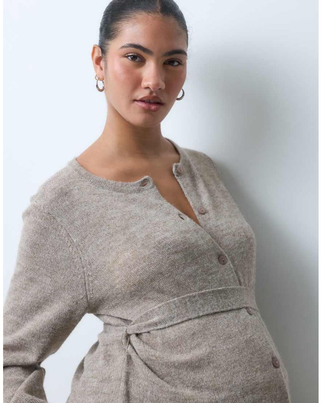 Vero Moda Gray Tie Waist Round Neck Cardigan Co-Ord