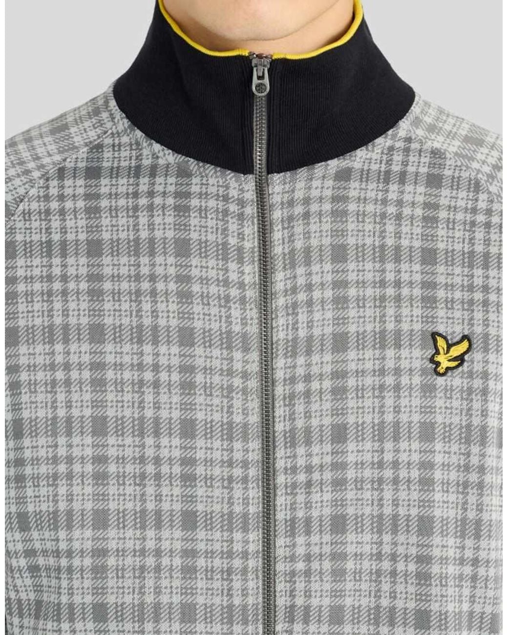Lyle & Scott Gray Mid Layers Hawick Check Track Jacket for men