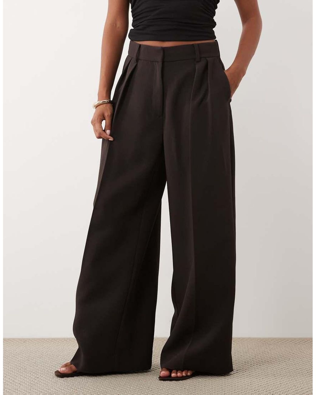 Nobody's Child Petite Black Tailored Wide Leg Trouser
