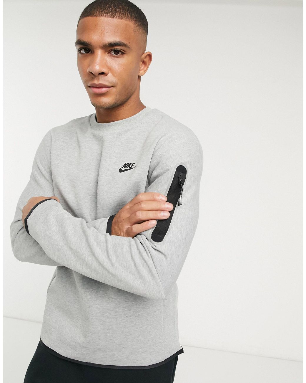Nike Tech Fleece Crew Neck Sweatshirt in Grey (Gray) for Men - Lyst