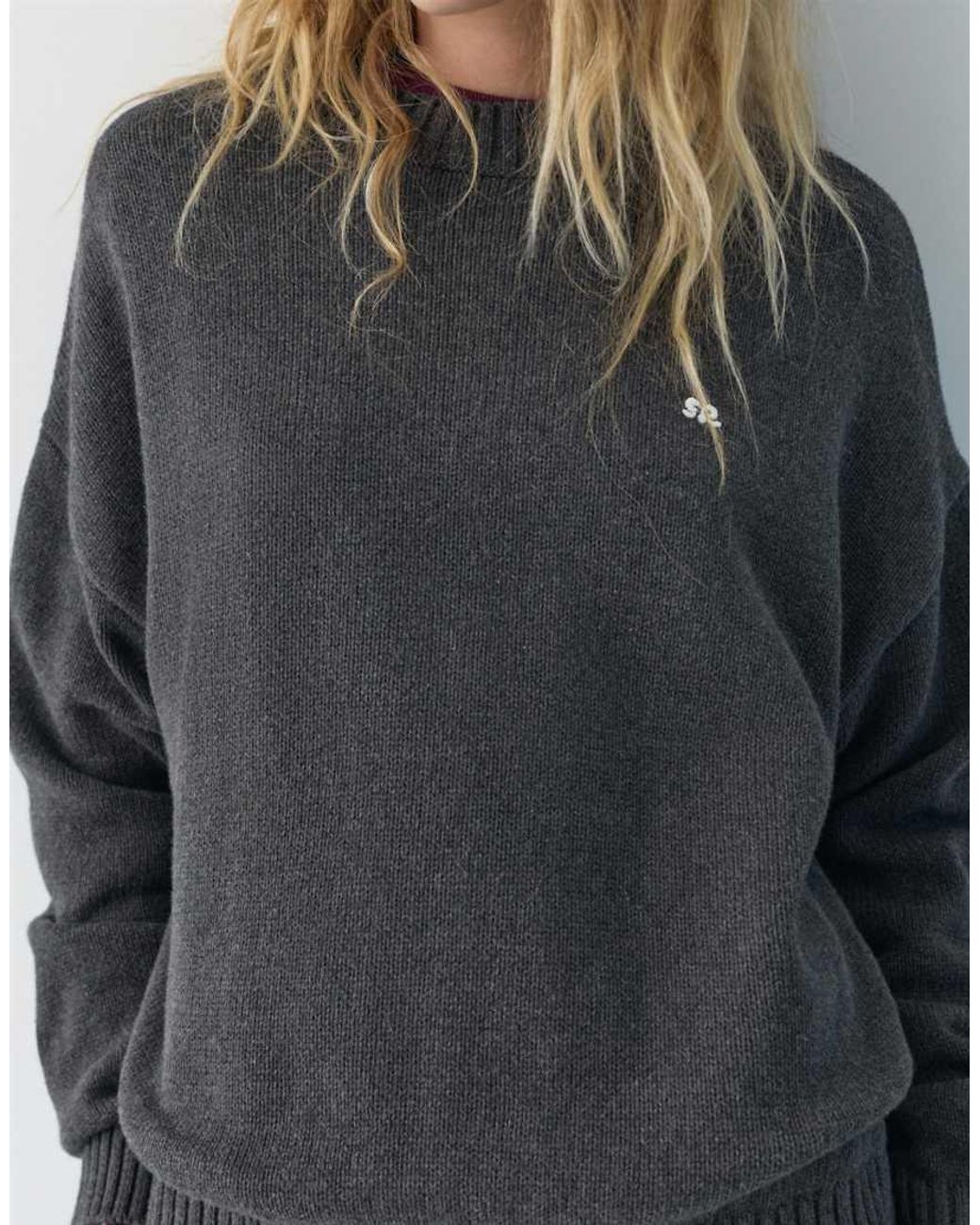 Maglione Ricamato Sul Davanti di Pull&Bear in Gray