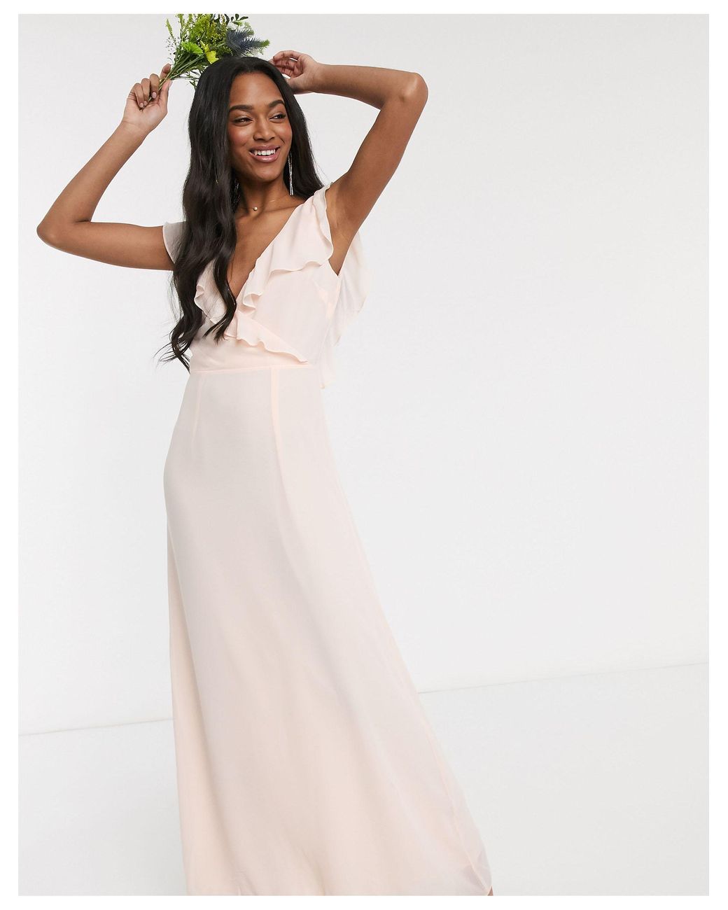 warehouse frill button front midi dress