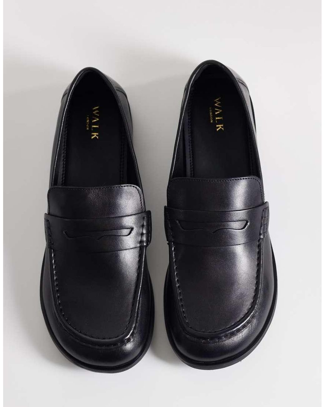 Walk London Black Roma Saddle Loafers for men
