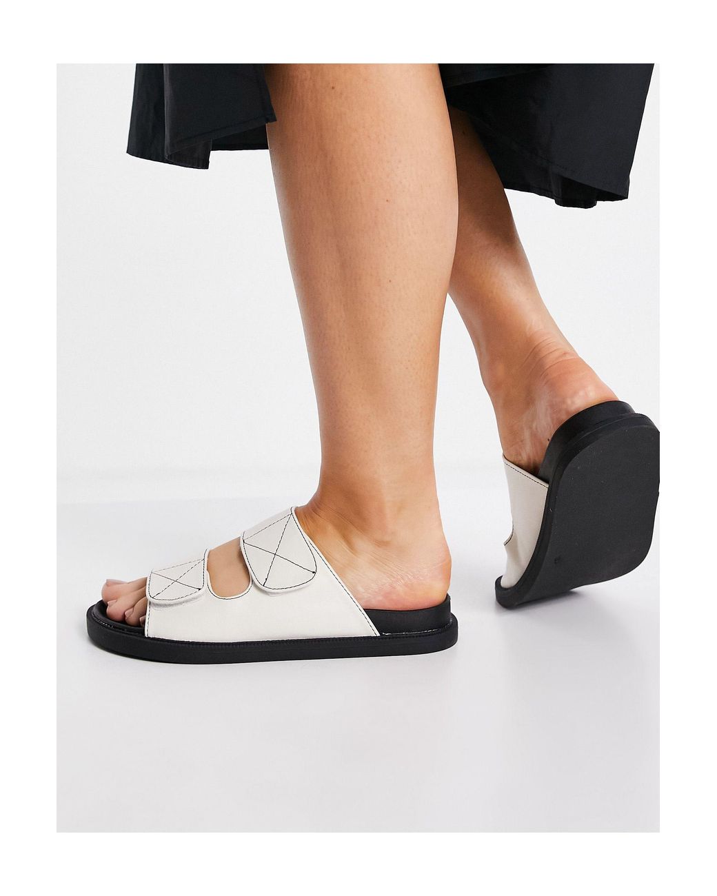 London Rebel Slippers Met Dubbele Band En Dikke Zool in het Wit - Lyst