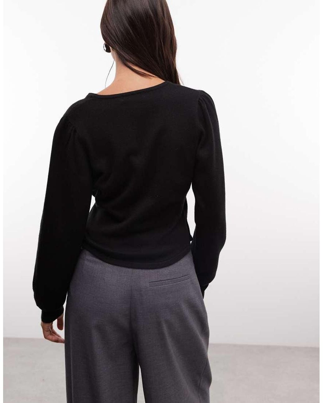 French Connection Black V Neck Crossover Jumper