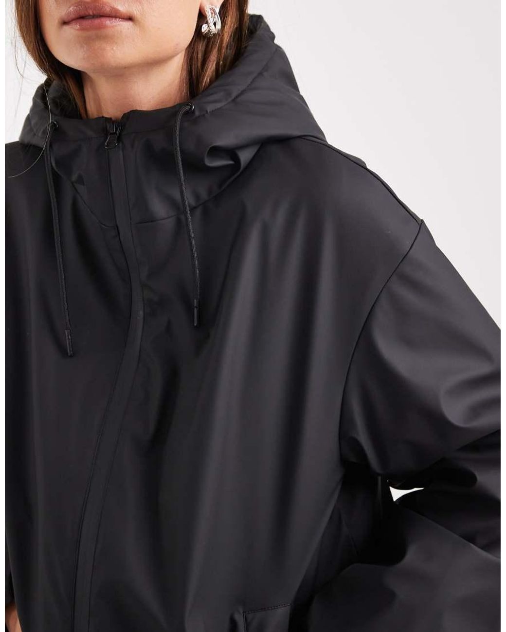 ASOS Regen-Bomberjack Met Rubbercoating En Capuchon in het Black