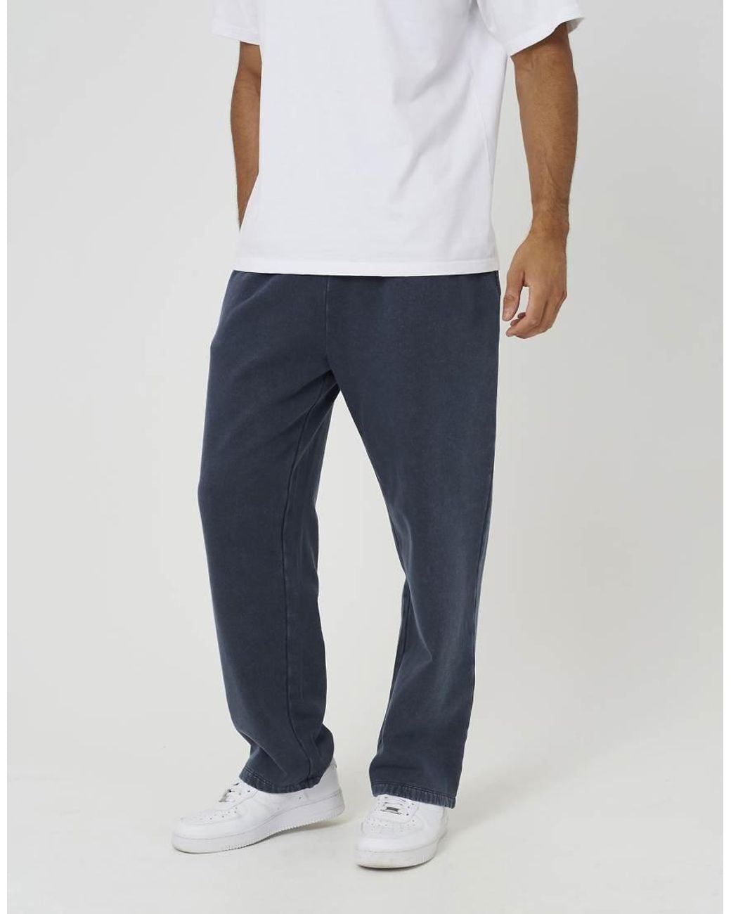 Brave Soul Blue Acid Wash Wide Leg Joggers for men