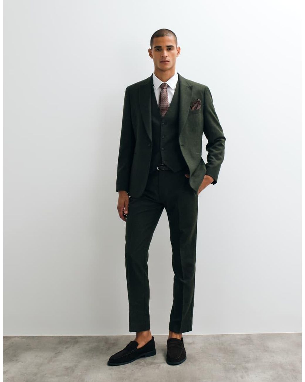 ASOS Black Slim Herringbone Suit Waistcoat With Wool for men