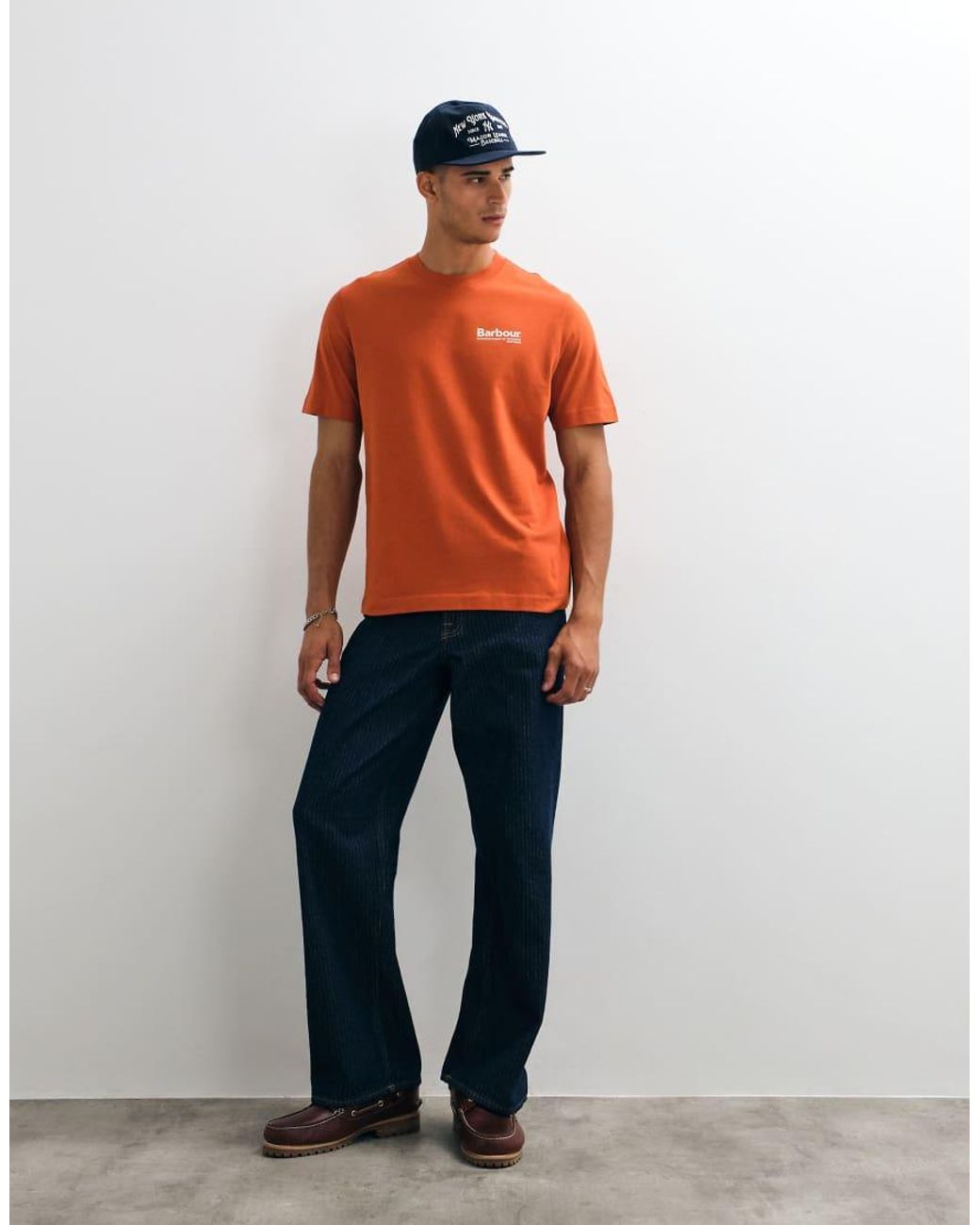 Barbour Orange Birchcliffe Short Sleeve Relaxed Graphic T-Shirt With Back Print for men