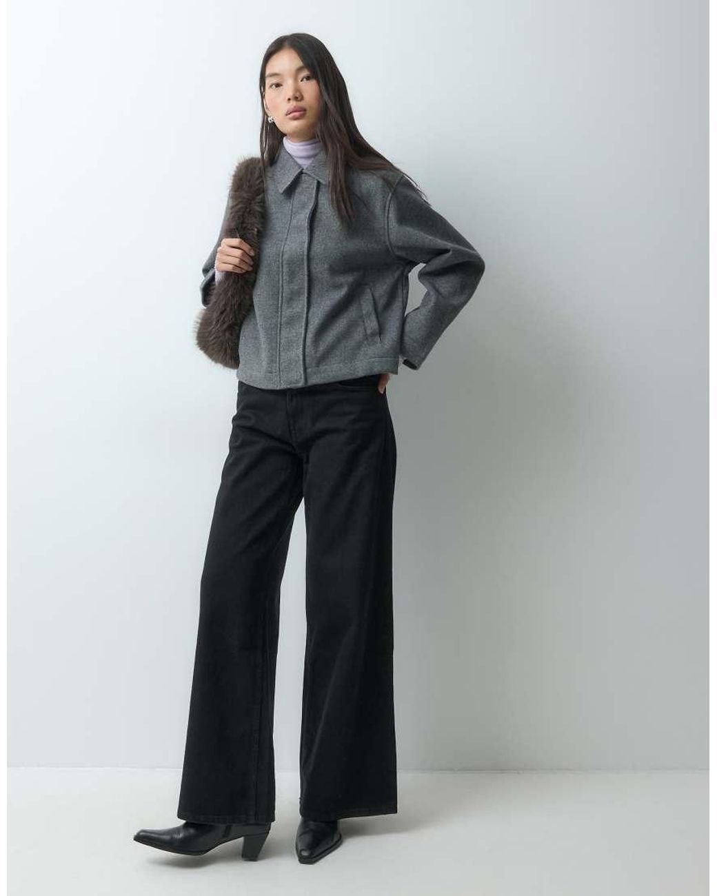 JJXX Gray Wool Look Short Jacket