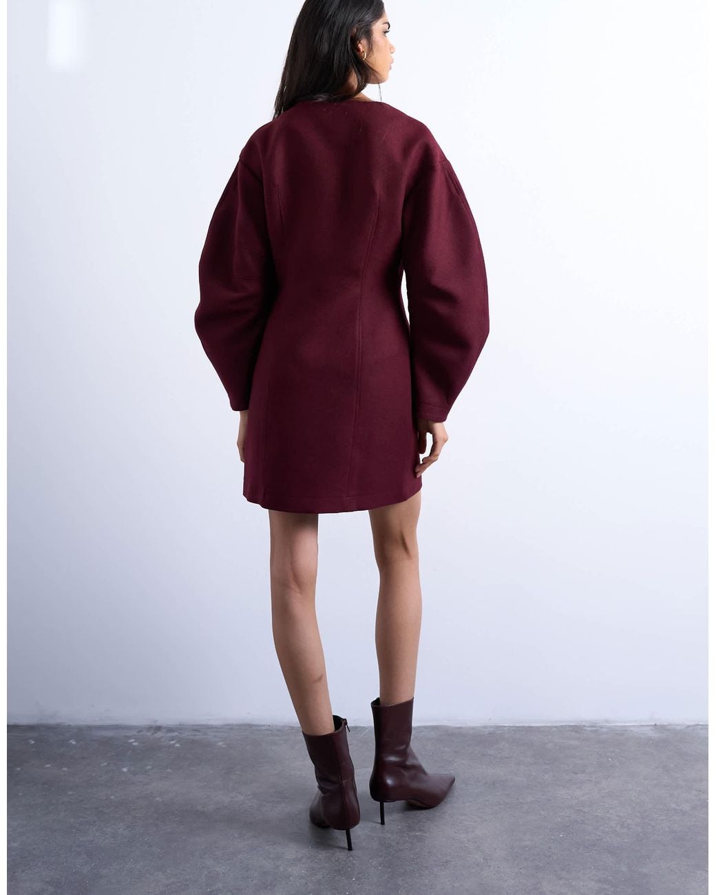 TOPSHOP Red Cocoon Structu Mini Dress