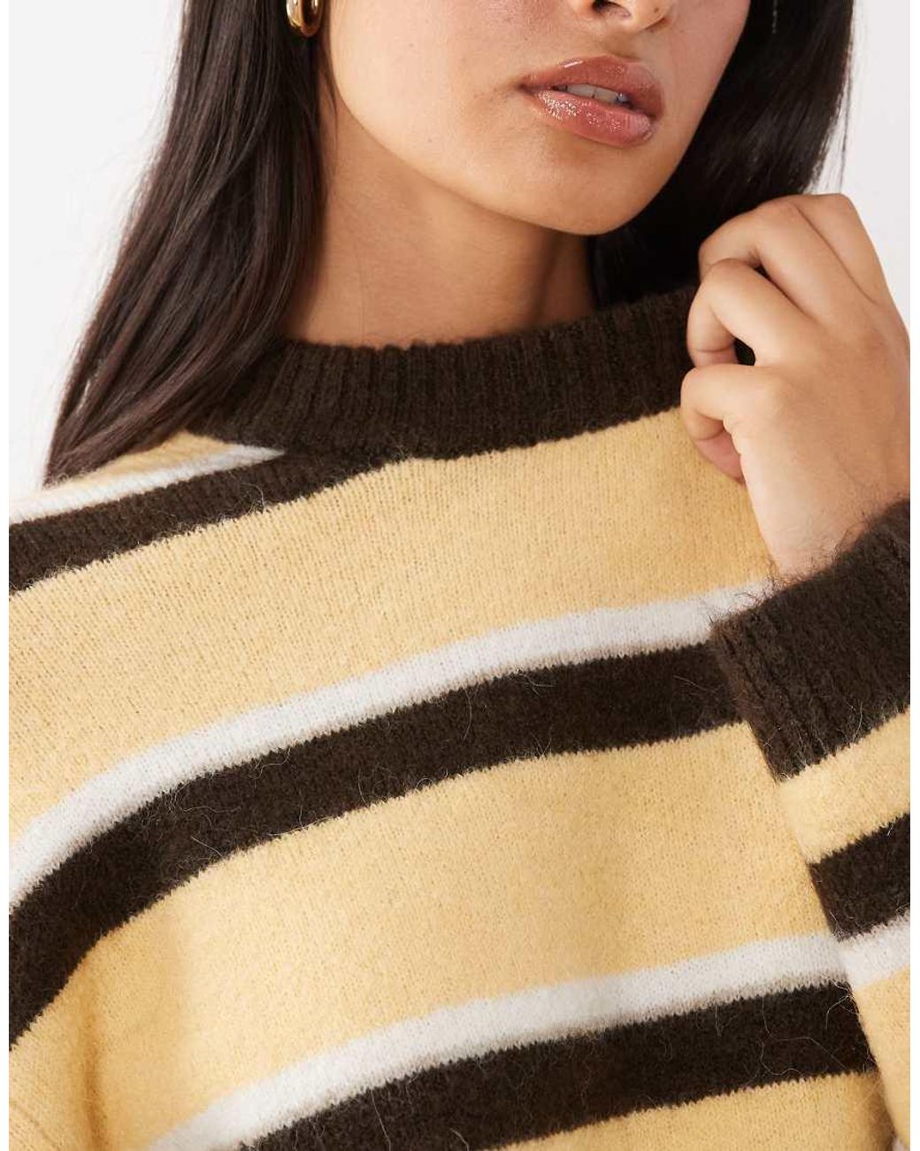 Gina Tricot Natural Crew Neck Knitted Wool Alpaca Jumper