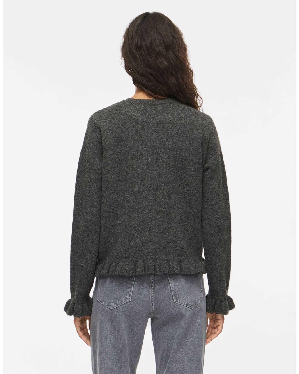 Vila Gray Jacia strickjacke mit rundhalsausschnitt