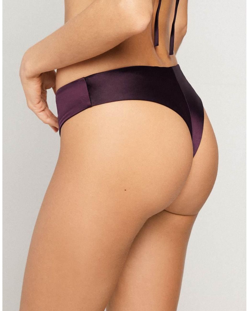 Tezenis Purple Shiny Glam Brazillian Bikini Bottoms