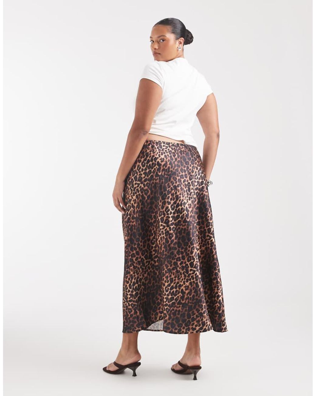 ASOS Brown Asos Design Curve Satin Bias Maxi Skirt
