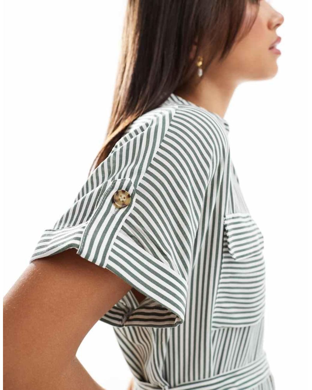 Vero Moda White Mini Shirt Dress With Pockets