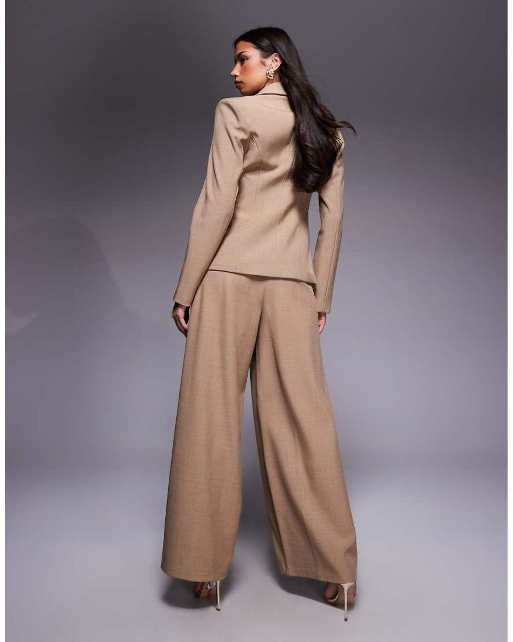 ASOS Brown Premium Co-Ord Super Wide Flared Trousers