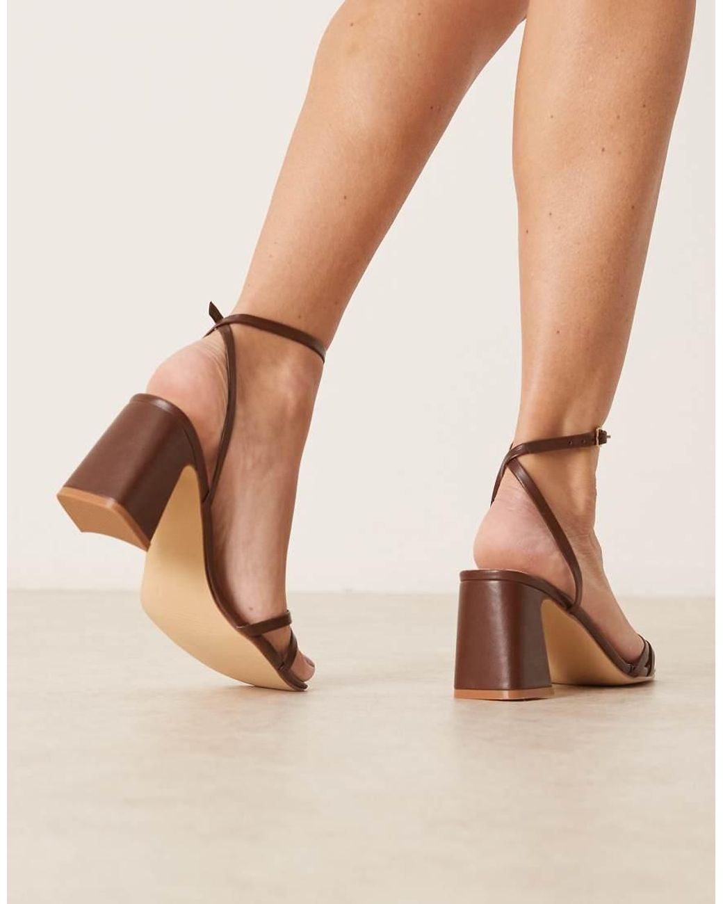 Raid Wide Fit Brown Devena Block Heeled Sandals