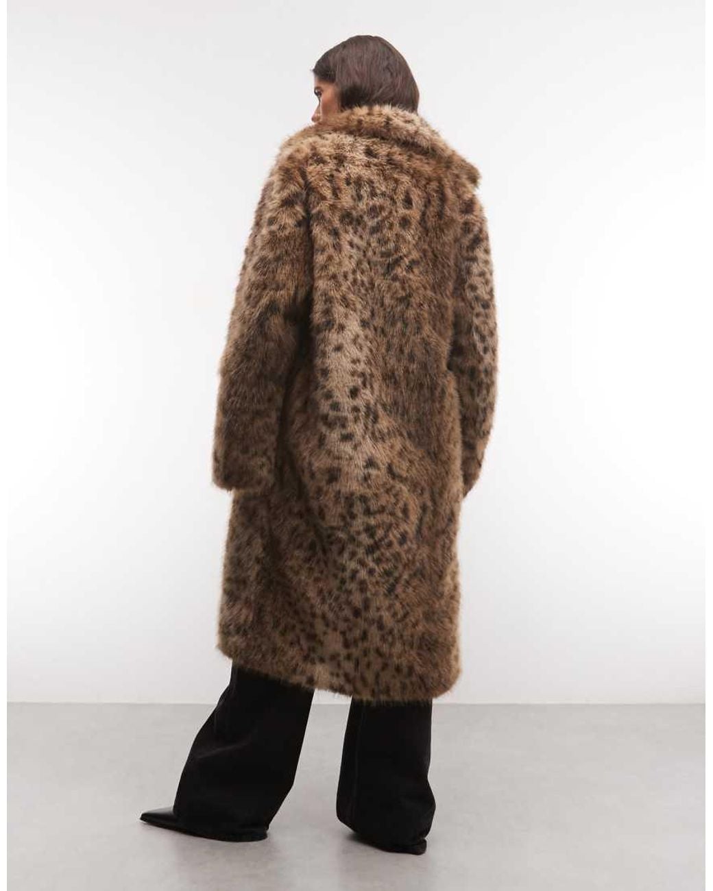 Reclaimed Vintage Brown Unisex Faux Fur Maxi Coat